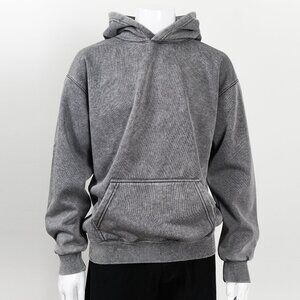 HIGH LEVEL HL Menswear Grey Stone Washed Hoodie 360gsm 100% Cotton Plush Fleece